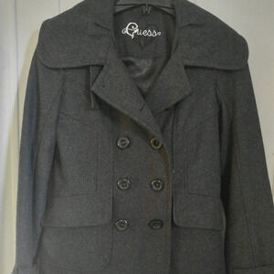 Guess Jacket Coat Womens Sz S Dark Gray Pea Coat